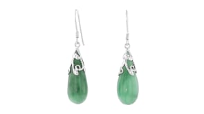 Jade Teardrop Earrings in Sterling Silver