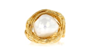 13-15mm Cultured Baroque Pearl Ring in 18kt Gold Over Sterling