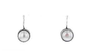 10mm Cultured Pearl Basketweave Drop Earrings in Sterling Silver