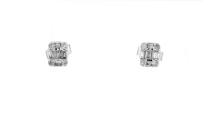 25 ct. t.w. Baguette and Round Diamond Cluster Earrings in 14kt White Gold