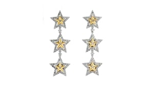 1.28 ct. t.w. Diamond Star Drop Earrings in 14kt Two-Tone Gold