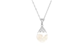 Floating Opal Pendant Necklace in 14kt White Gold