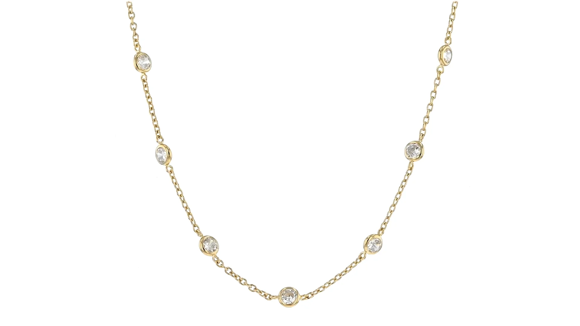 4.50 ct. t.w. CZ Station Necklace in 18kt Gold Over Sterling