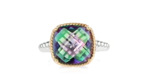 6.00 Carat Mystic Quartz Ring in Sterling Silver and 14kt Yellow Gold