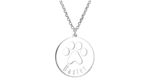 Sterling Silver Personalized Paw Print Pendant Necklace