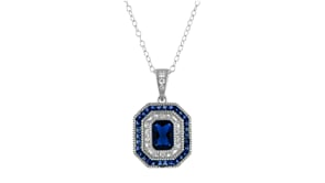 1.80 ct. t.w. Simulated Sapphire and .52 ct. t.w. CZ Pendant Necklace in Sterling Silver