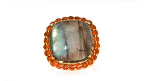 Labradorite and 1.00 ct. t.w. Citrine Ring in 18kt Gold Over Sterling