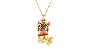 Italian 18kt Gold Over Sterling French Bulldog Pendant Necklace with Multicolored Enamel