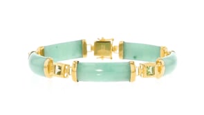 1.50 ct. t.w. Peridot and Jade Good Fortune Bracelet in 18kt Gold Over Sterling