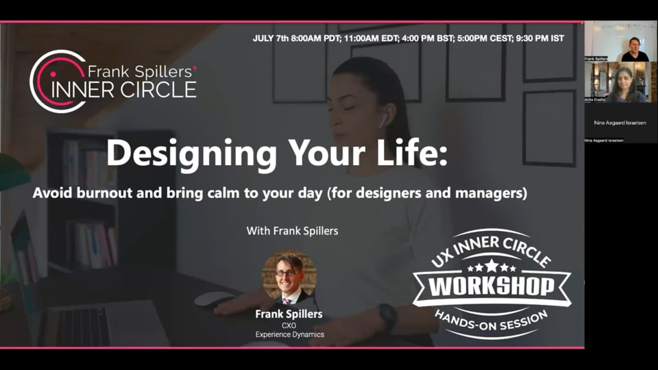 Workshop- Designing Your Life: Avoid burnout and bring calm to your day (for designers and managers)