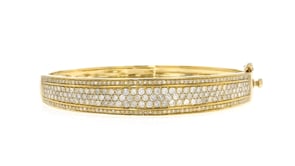 3.00 ct. t.w. Pave Diamond Bangle Bracelet in 18kt Gold Over Sterling