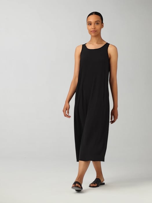 Silk Georgette Crepe Scoop Neck Dress | EILEEN FISHER