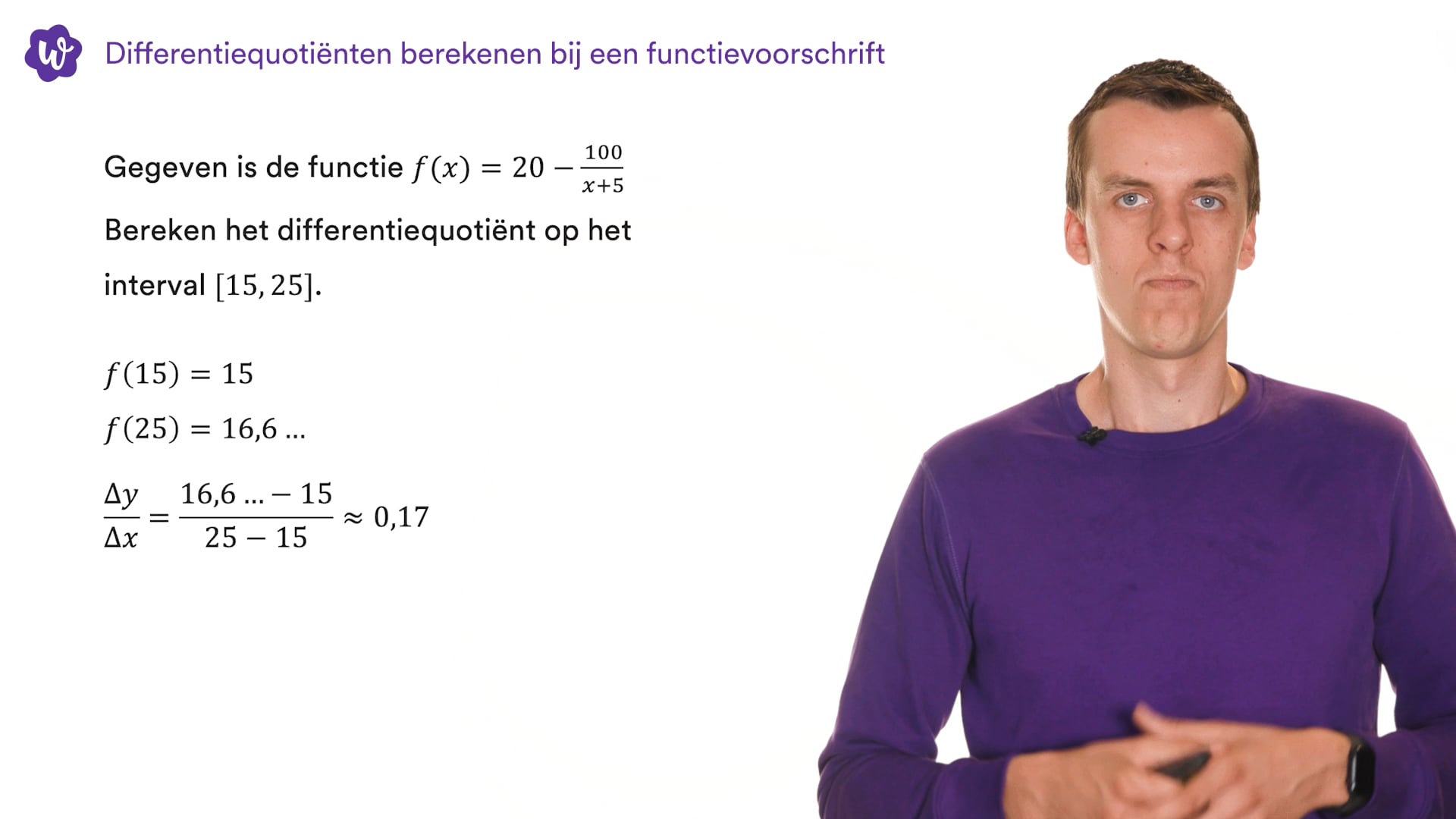 Differentiequotiënten Berekenen Bij Een Functievoorschrift | StudyGo