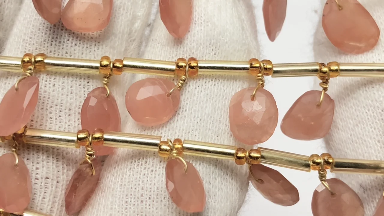 インカローズフリーフォームNo.883 ペルー産インカローズ フリーフォーム 片面ローズカット 1連（18粒