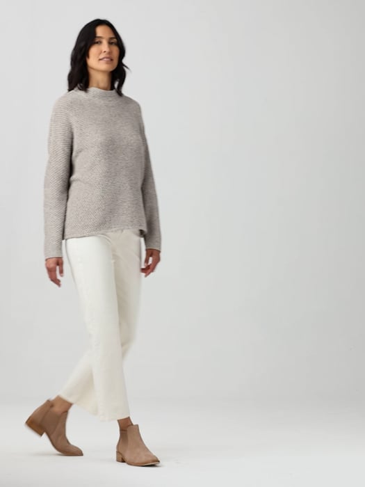 Silk Noil Funnel Neck Top