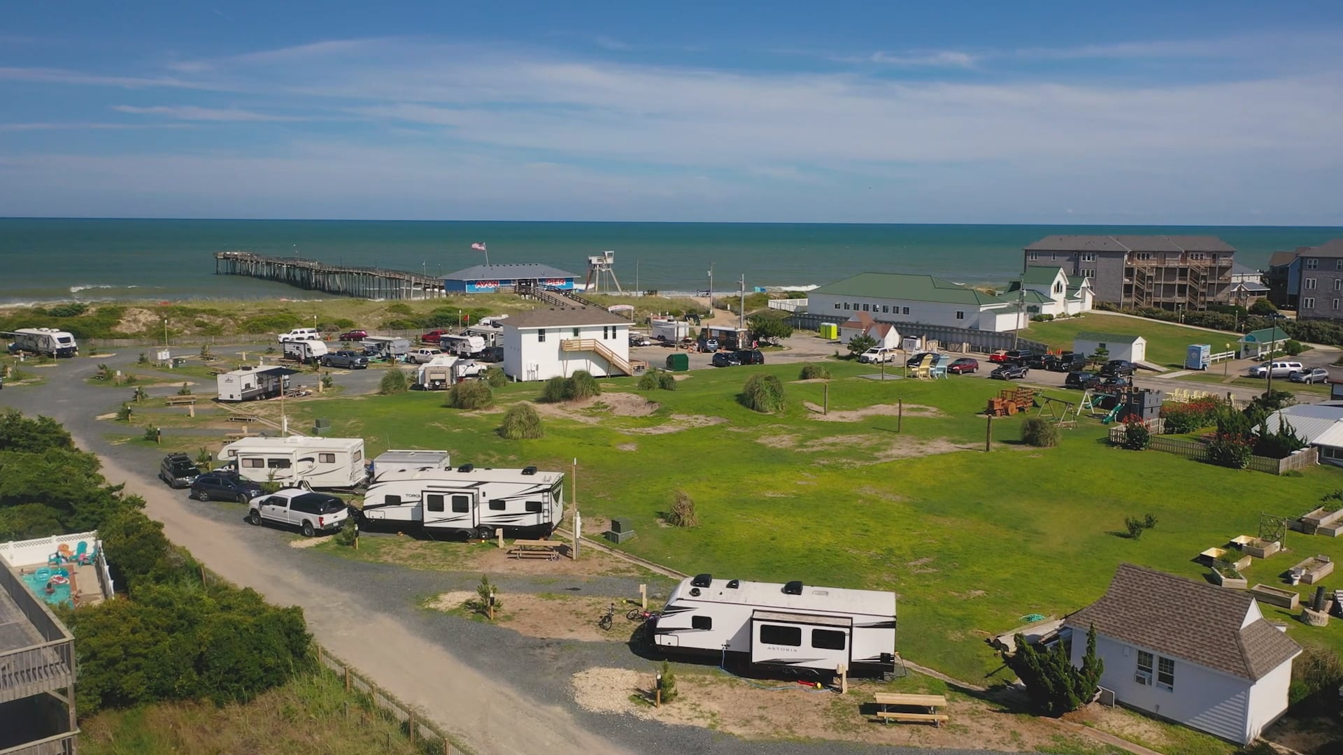 Bird's Eye View of Avon by the Sea Boutique RV Park on Vimeo