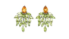 5.00 ct. t.w. Peridot and 1.50 ct. t.w. Citrine Cluster Drop Earrings in Sterling Silver