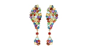 13.60 ct. t.w. Multi-Stone Cluster Drop Earrings in 14kt Gold Over Sterling