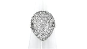 2.00 ct. t.w. Round and Baguette Diamond Pear-Shaped Ring in 14kt White Gold