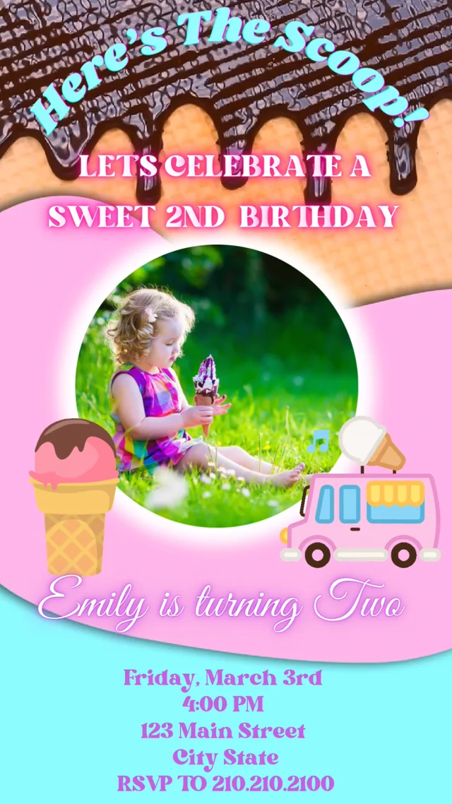 Editable Ice Cream Truck Birthday Invitation I scream You -  Portugal