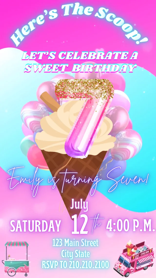 Editable Ice Cream Truck Birthday Invitation I scream You -  Portugal