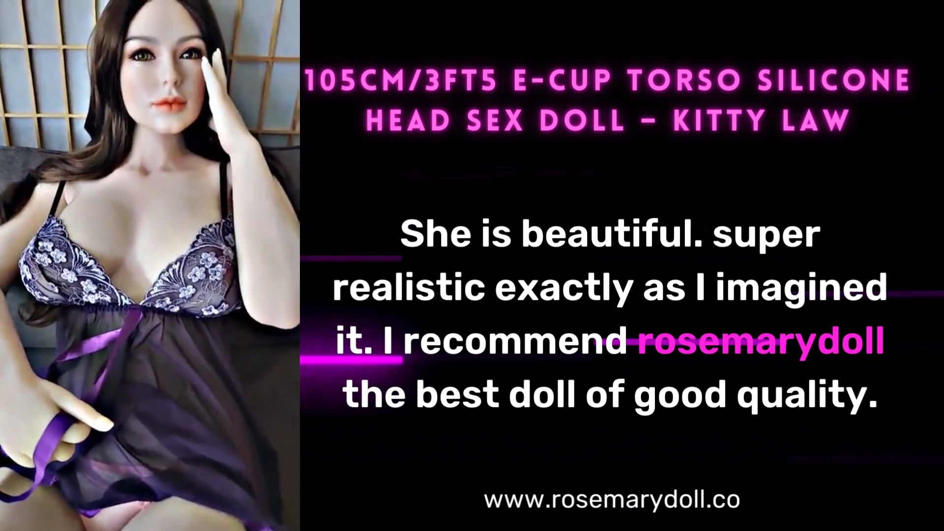 Reviews 105cm3ft5 E cup Torso Silicone Head Sex Doll Kitty Law