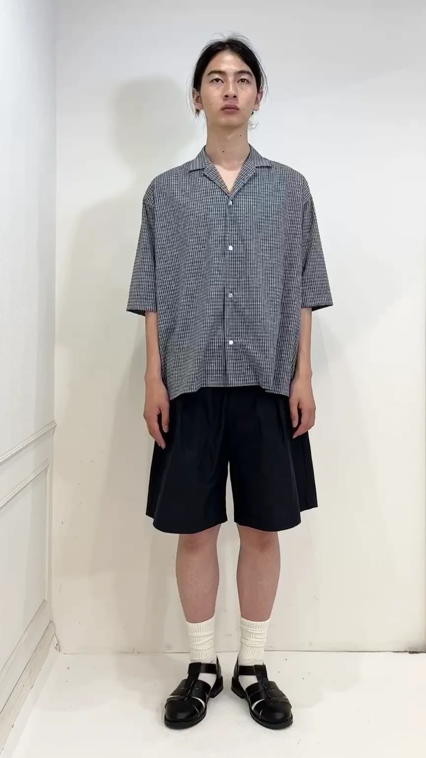 MINI PLAID H/S SHIRT / ミニチェックオープンカラー半袖シャツ