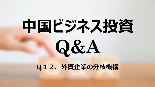 【qa13】Q１２．外資企業の分枝機構