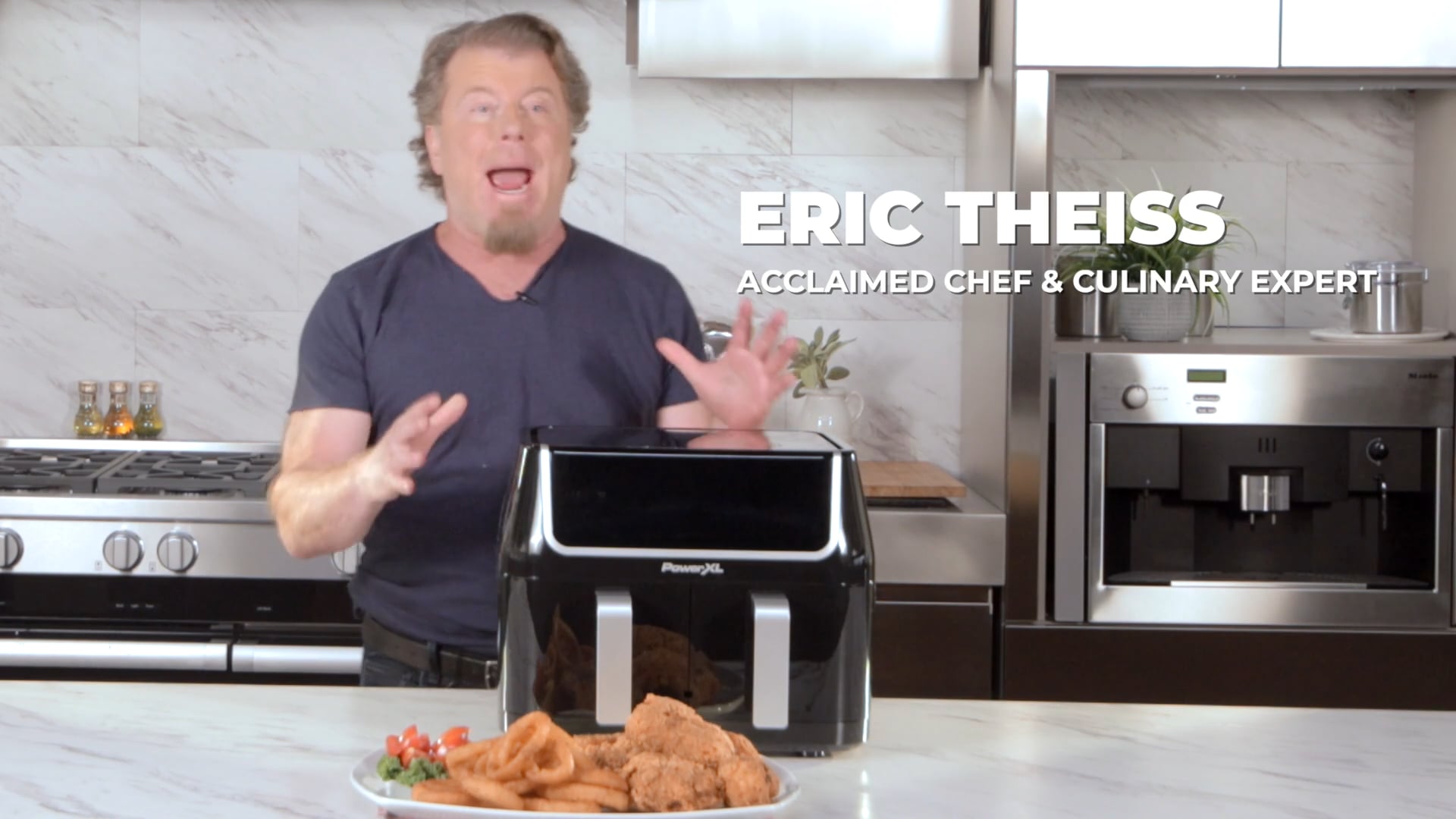 Celebrity Chef Eric Theiss makes delicious Air Fried Chicken and Onion Rings