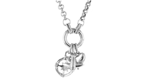 Italian Sterling Silver Jewelry Set Rolo Necklace with Three Travel-Themed Charms