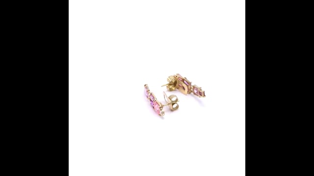Ear Cuff em Ouro Amarelo com Cristal Rosa e Safira Fusion