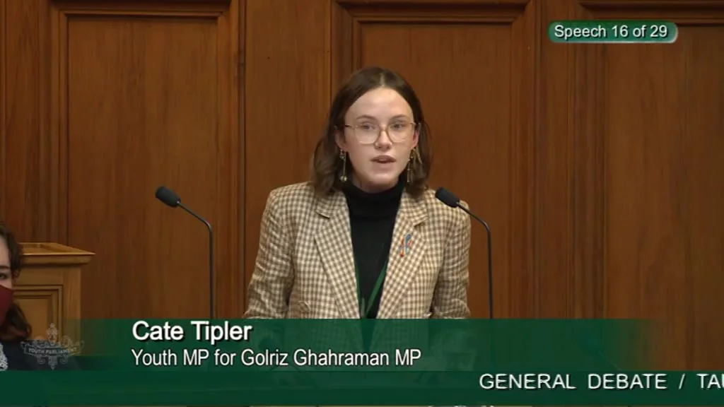 General debate speech: Cate Tipler | Youth Parliament 2022 on Vimeo