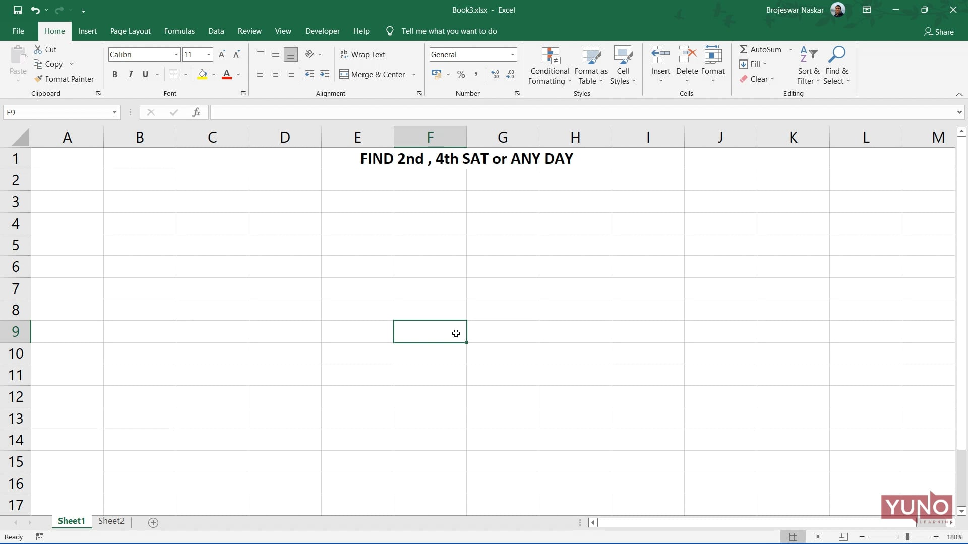 Excel Example: Find Days Of A Month