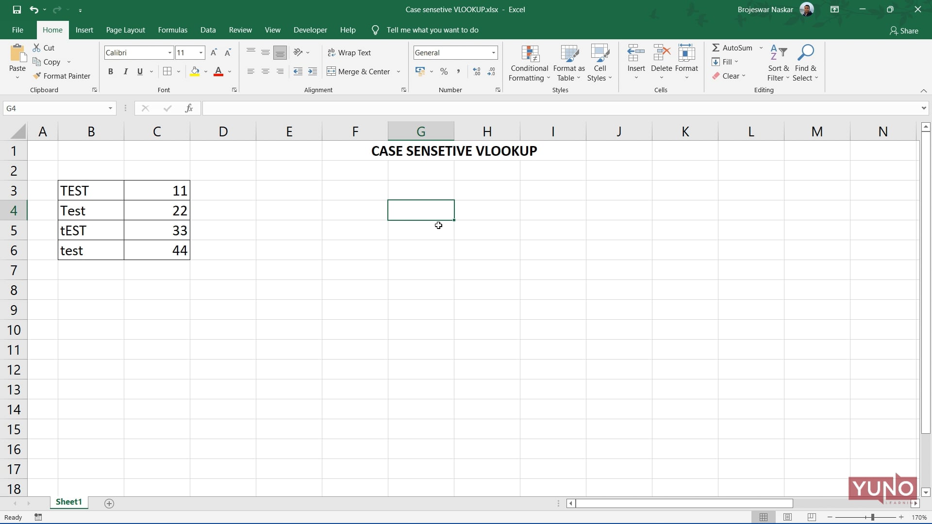 Excel: Case Sensitive VLOOK UP