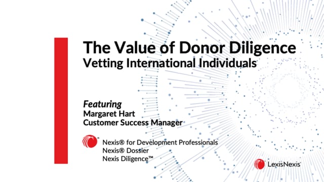 Value of Donor Diligence: Vetting International Individuals NDP DOS DIL LNU WB MH