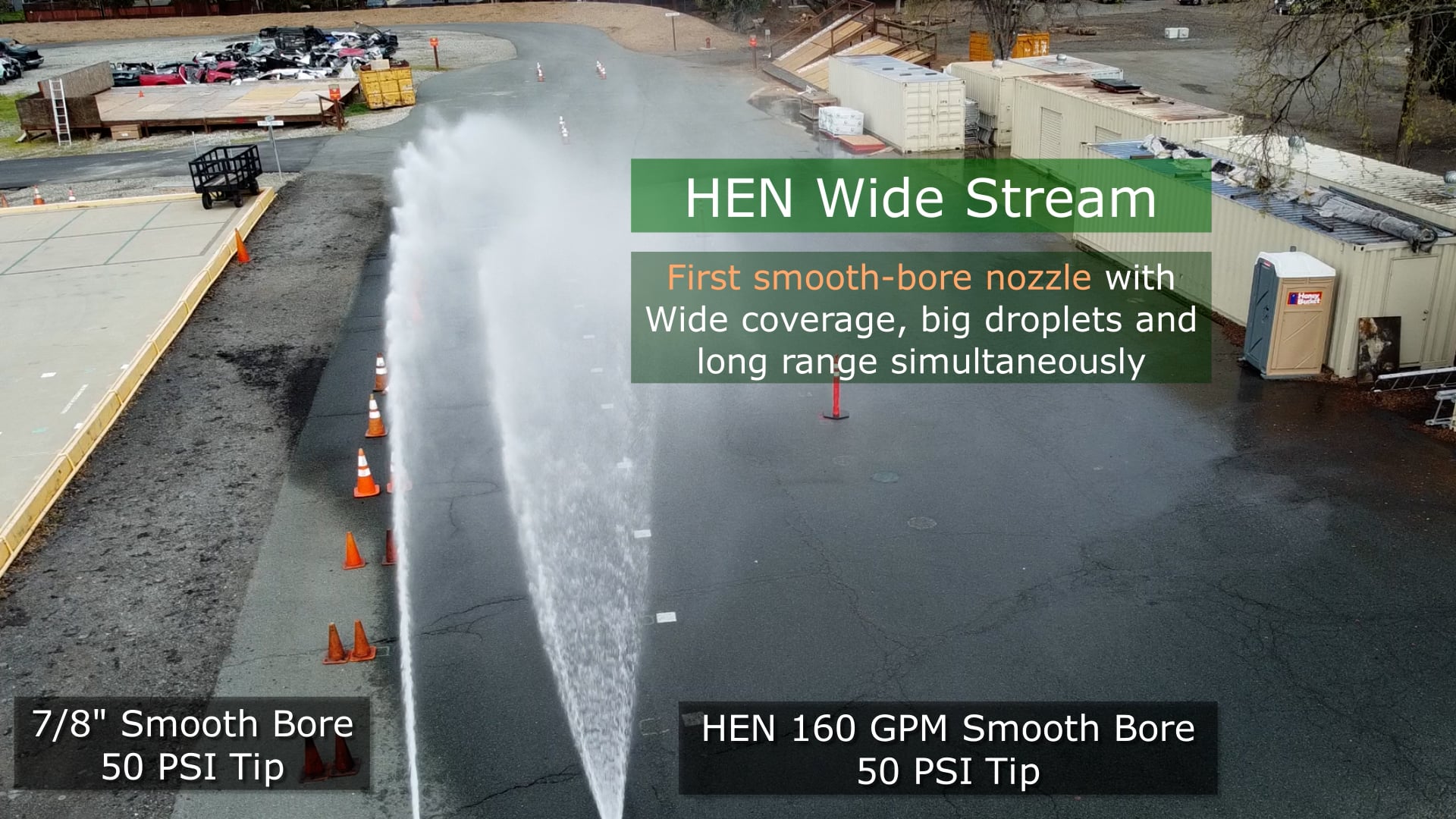 HEN 160 GPM SmoothBore Nozzle vs 7/8" SmoothBore Flow Test(Contra Costa FD Training Site).MP4