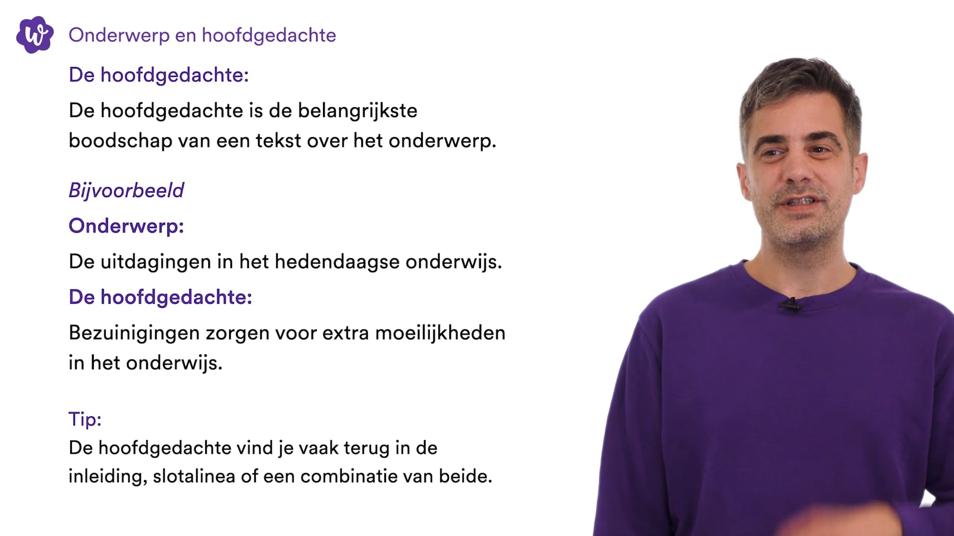 Onderwerp en hoofdgedachte oefenen | StudyGo