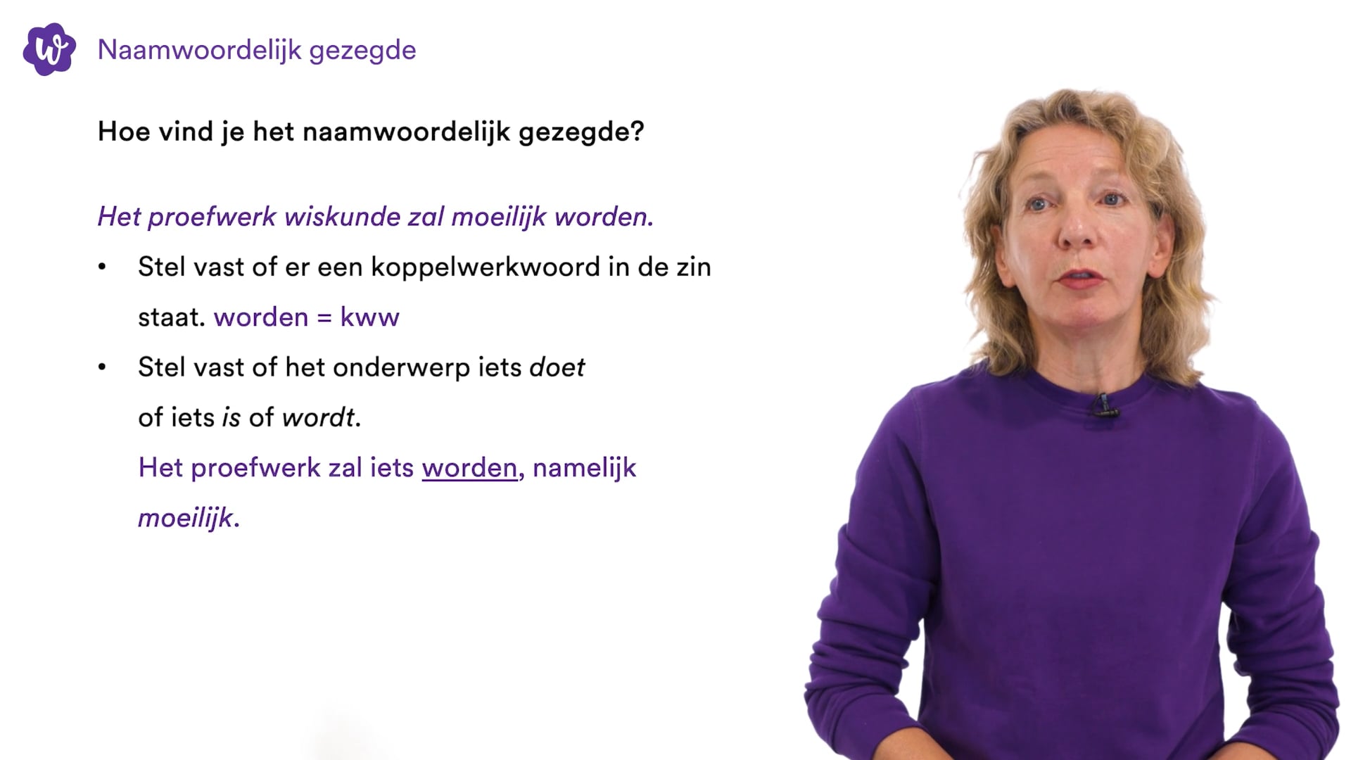 Bijvoeglijk naamwoord in naamwoordelijk gezegde WRTS