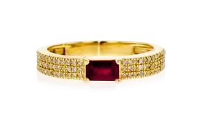 30 Carat Ruby and .25 ct. t.w. Diamond Ring in 14kt Yellow Gold