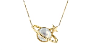 12-13mm Baroque Coin Pearl Planet Necklace in 18kt Gold Over Sterling