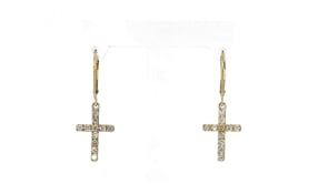 55 ct. t.w. Diamond Cross Drop Earrings in 14kt Yellow Gold
