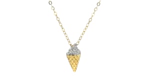 Diamond-Accented Ice Cream Cone Pendant Necklace in 18kt Gold Over Sterling