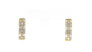1.00 ct. t.w. Baguette and Round Diamond Hoop Earrings in 14kt Yellow Gold