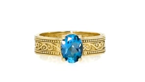 1.50 Carat London Blue Topaz Scrollwork Ring in 18kt Gold Over Sterling