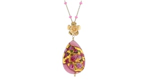 Italian Multicolored Murano Glass Flower Pendant Necklace in 18kt Gold Over Sterling