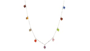 Italian Multicolored Murano Glass Bead Charm Necklace in 14kt Yellow Gold