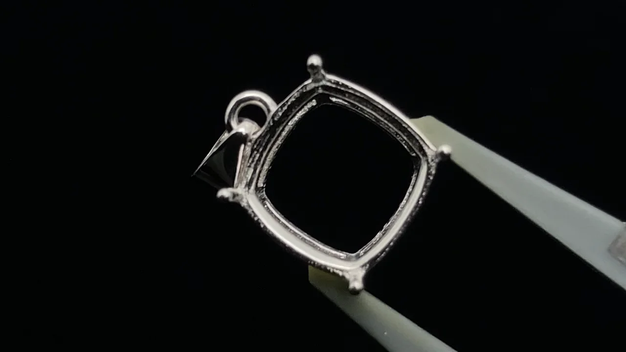 シルバー925 ペンダント空枠 スクエアファセットカット8mm ロジウム 1