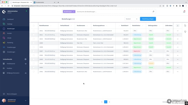 Testbestellungen löschen