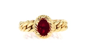 70 Carat Garnet Curb-Link Ring in 14kt Yellow Gold