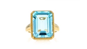 13.00 Carat Sky Blue Topaz Ring in 18kt Gold Over Sterling